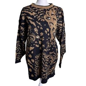 Maurada Vintage Women's Sweater Size M 3/4 Sleeves Black Sparkly Gold Rhinestone
